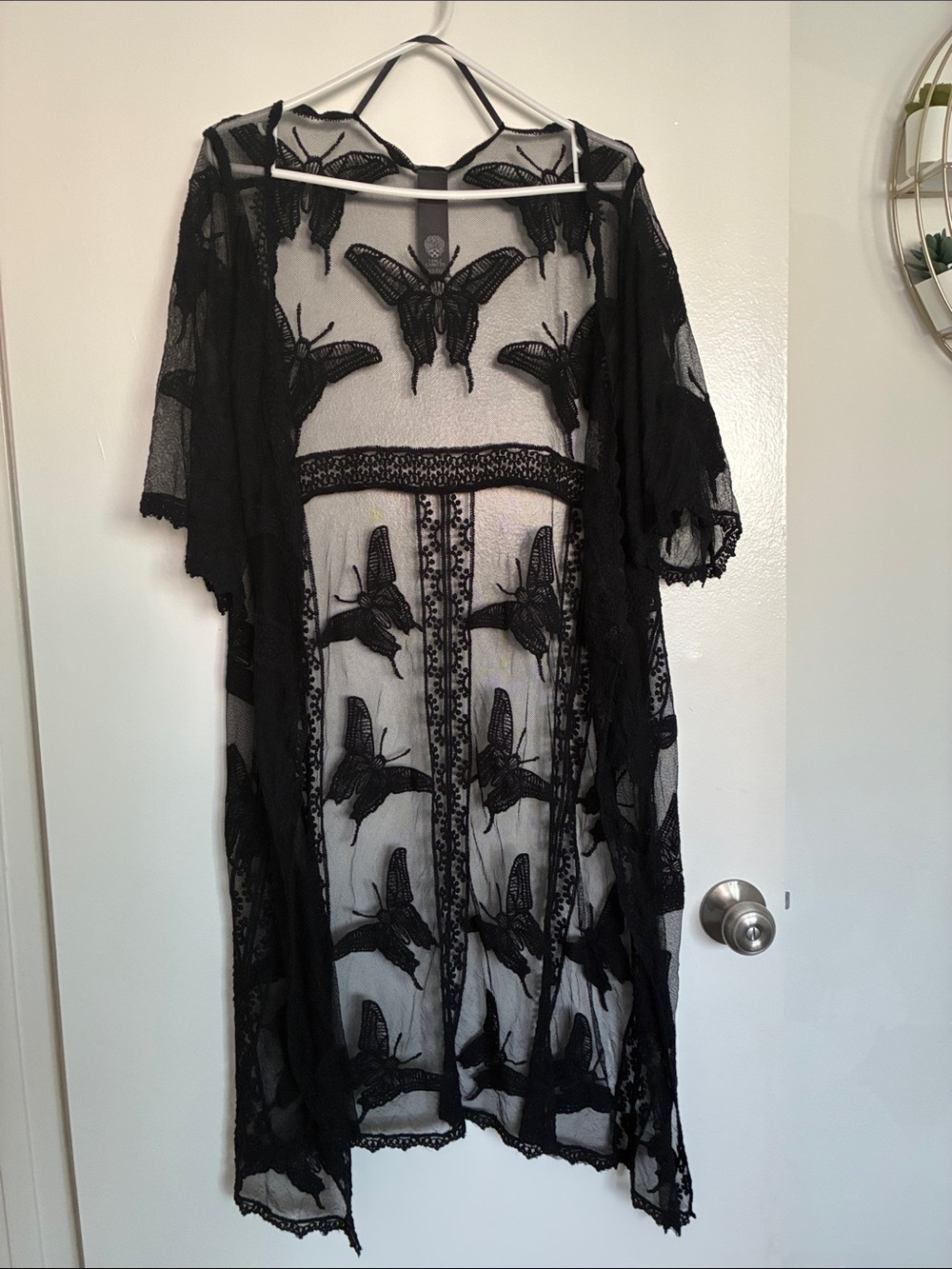 Black Sheer Lace Butterfly Dress Cover-Up